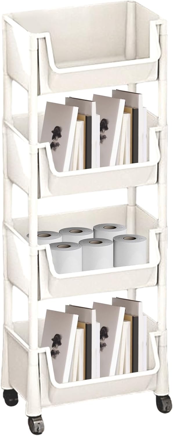 Generic Rolling Cart Organizer Mobile Storage Rack, Toy Bookshelf, Slim Book Organizer |