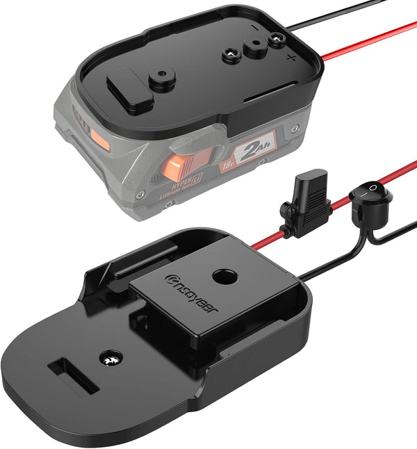 Power Wheel Adapter with Fuse & Switch, Secure Battery Adapter for Ridgid AEG 18V Hyper Lithium Battery