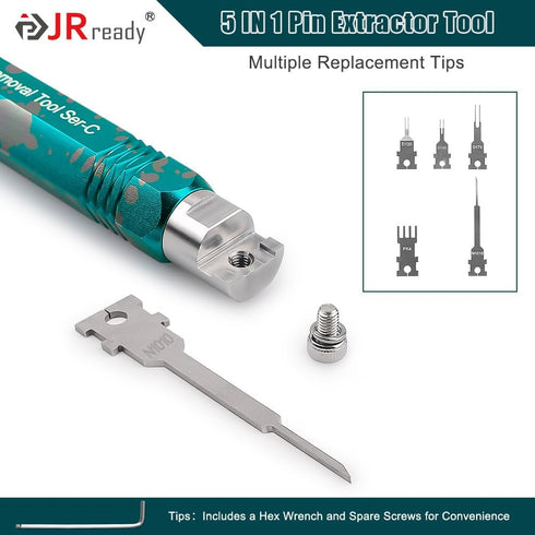 JRready ST5255-05 Molex Pin Extractor Tool Kit, Includes 5PCS Replacement Tips for Molex Connectors