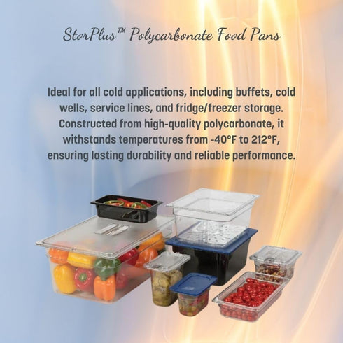 Carlisle FoodService Products Storplus Food Pan, Clear, 1/6 Size, 6 Inches Deep, Polycarbonate