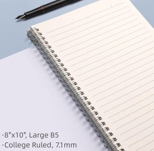 Spiral Notebook, College Ruled, 4 Pack Large B5 Lined Notebooks, 8" x 10", 560 Thick Paper, 24pcs Index Tabs, Pastel