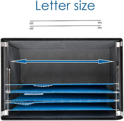 PRANDOM File Organizer Box - Set of 2 Collapsible Decorative Linen Filing Storage with Lids (Black)