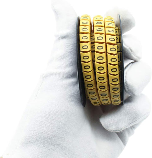 10 Rolls of 0-9 Number Tube, Yellow Flexible PVC Concave Cable Wire Markers Label Tag (6mm2)
