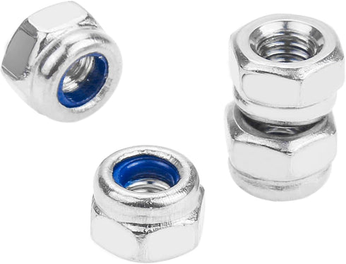 200 Pieces M3 x 0.5mm 304 Stainless Steel Self-Lock Nylon Inserted Hex Lock Nuts