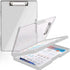 Clipboard with Storage, Heavy Duty Clip Boards 8.5x11 with 2 Storage Cases, Clear Top Panel Clipboards