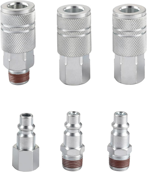 Yolass 3/8” NPT Industrial Air Coupler, 3 Pcs High Flow Coupler and 3 Pcs Air Plug for Professional Workplace