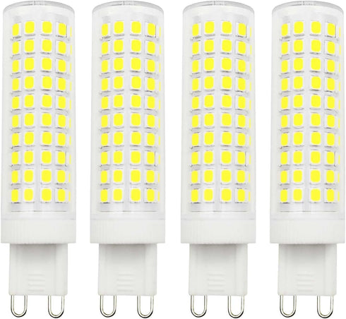 G9 LED Light Bulb, 100W Halogen Equivalent, Daylight White, 10W 6000K, 1000 Lumen, AC 110V 120V Bedroom Lamp, Pack of 4