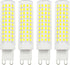 G9 LED Light Bulb, 100W Halogen Equivalent, Daylight White, 10W 6000K, 1000 Lumen, AC 110V 120V Bedroom Lamp, Pack of 4