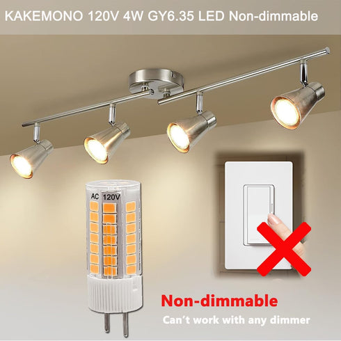 KAKEMONO AC120V GY6.35 Bulbs 4W,40W Equivalent,GY6.35 Counter Non-dimmable,Warm 2700K,5 Pack LED Halogen Bi-Pin Base