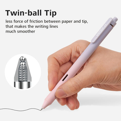 Writech Retractable Gel Ink Pens, 8ct Black Ink 0.5mm Fine Point Tip, Smooth Writing with Aesthetic Gradient Color