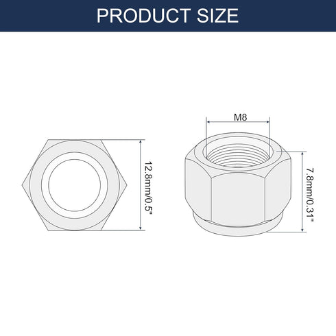uxcell 10Pcs M8 x 1.25 Nylon Insert Hex Lock Nut, Carbon Steel Self-Locking Nylon Insert Stop Nut for Industrial Construction Fasteners, Black&Black