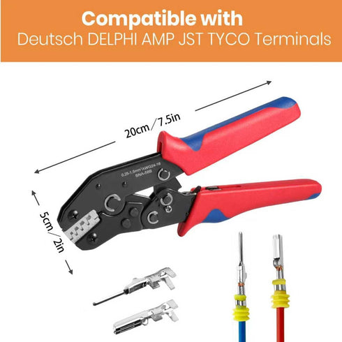 Amliber 24-14 Wire Crimping Tool with Ratchet, Ratchet Wire Crimper Tool for Open Barrel Terminal Connectors