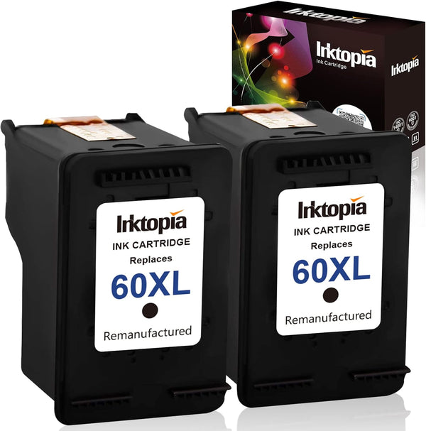 Inktopia Remanufactured Ink Cartridge Replacement for HP 60XL High Yield (2 Black) 2 Pack