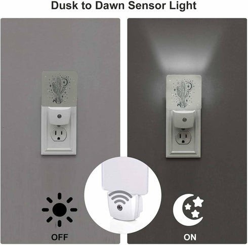Chrobak LED Night Light,Wild Cactus Desert Arizona Vintage LED Night Light Plug into Wall with Dusk to Dawn Light