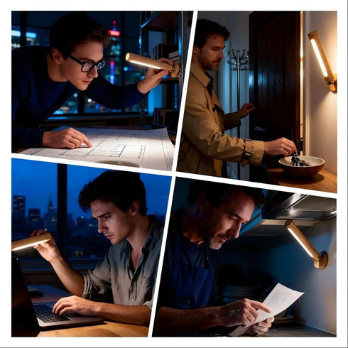 HBGFHG 360 1PCS) Rotatable Wooden Led Wall Lamp Magnetic USB Rechargeable Wall Sconces Battery Operated Led Night Light