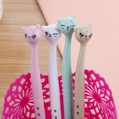 Cute Cat Gel Pens Set, Fun Kawaii Animal Black Ink Pens for Kids, Office, School Supplies, 12 Styles