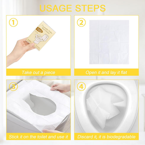 Lagincig 50PCS Toilet Seat Covers Disposable Flushable Travel Essentials for Public Restrooms, Airplane, Camping