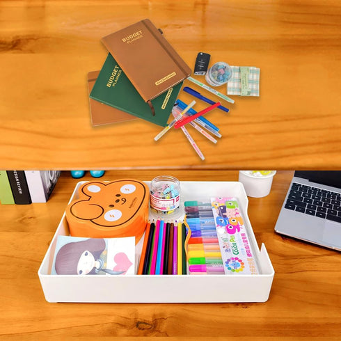 Letter-Size Tray, Desk Drawer Organizer, A4 Plastic Paper Tray, Stackable Paper Organizer for Office, School, Home