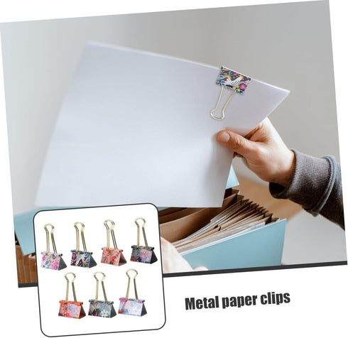 STOBOK 7pcs Tiny Binder Clips, Metal Paper Clips, Small File Clips, Cute Stainless Steel Document Clips for Office