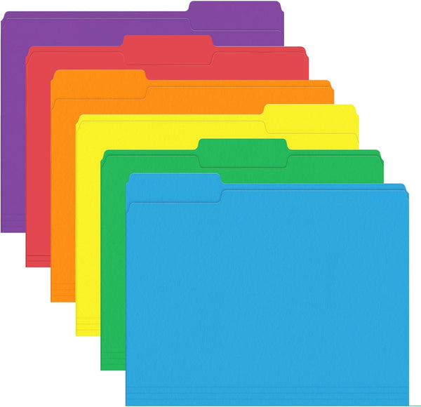 PANDRI 120 Pack Colored File Folders, 1/3 Cut Tab, Letter Size, Assorted 6 Colors, Filing Folder for Office School