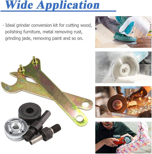Mesee 6 in 1 Electric Drill Conversion Angle Grinder Adapter Kit, 6mm & 10mm Arbor Mandrel with Spanner