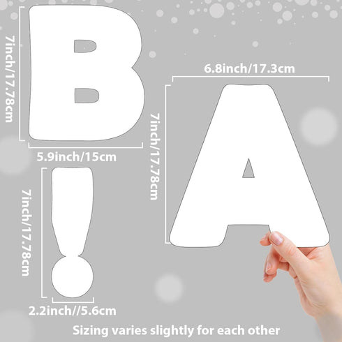 Qyeahkj 150 PCS Large 7" Font Bulletin Board Letters and Punctuation Cutouts, Pure White Border Decoration
