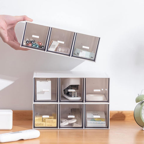 Desk Drawer Organizer, Stackable Storage Drawers, Plastic White Desk Organizers Great for Office School Home - Large 3 Drawers (White) by kulusion