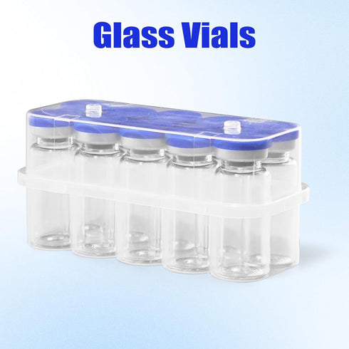 otwooi 2ml Sealed Empty Vials for Injection, Transparent Glass Vials with Self-Healing Injection Port, 10pcs