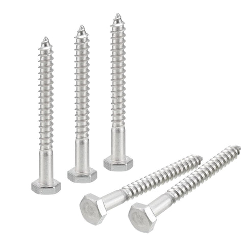 uxcell 15pcs Hex Head Lag Screws, 1/4" x 2-1/2" 304 Stainless Steel Partial Thread Wood Screws