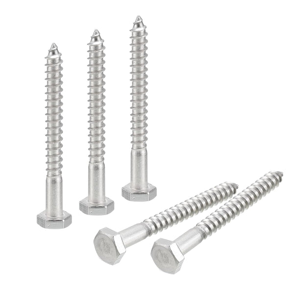 uxcell 15pcs Hex Head Lag Screws, 1/4" x 2-1/2" 304 Stainless Steel Partial Thread Wood Screws