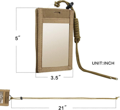 EXCELLENT ELITE SPANKER Tactical ID Card Holder, Adjustable Neck Lanyard, Key Ring Loop, Coyote Brown