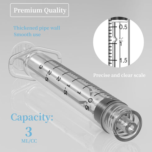 30 Pack 3ml Disposable Syringe with 23Ga 1.0 Inch Needle, Luer Lock Lab Supplies