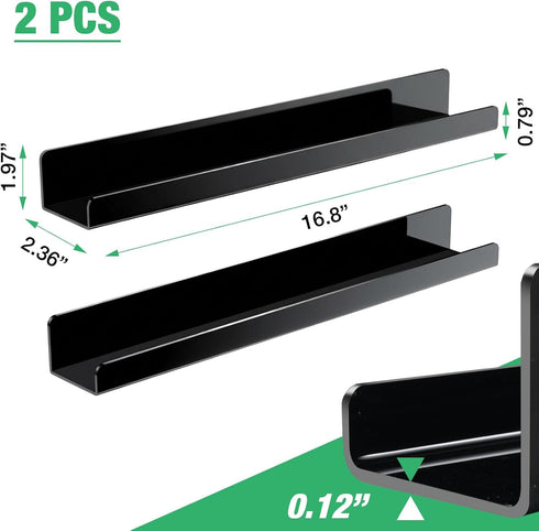 PruQuaiy 2 Pcs Magnetic Book Shelf for Whiteboard, Strong Adsorption Reusable Acrylic Bookshelf Book Display Holder