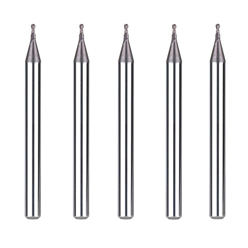 SpeTool 5Pcs Carbide Ball Nose End Mills with TiAlN Coated , 1/32