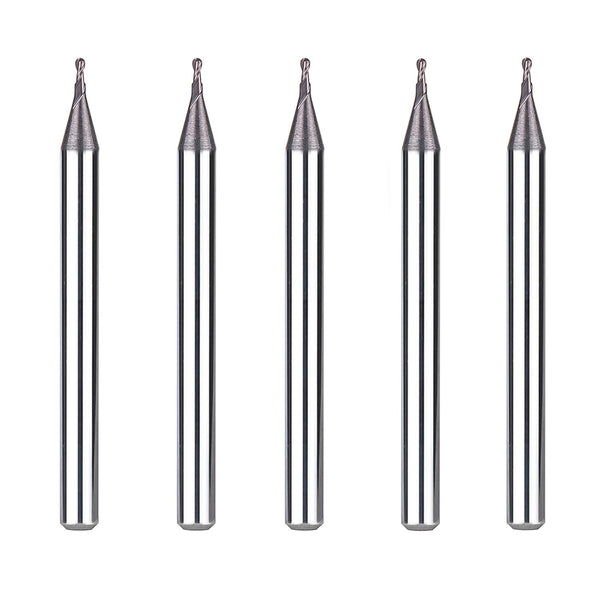 SpeTool 5Pcs Carbide Ball Nose End Mills with TiAlN Coated , 1/32