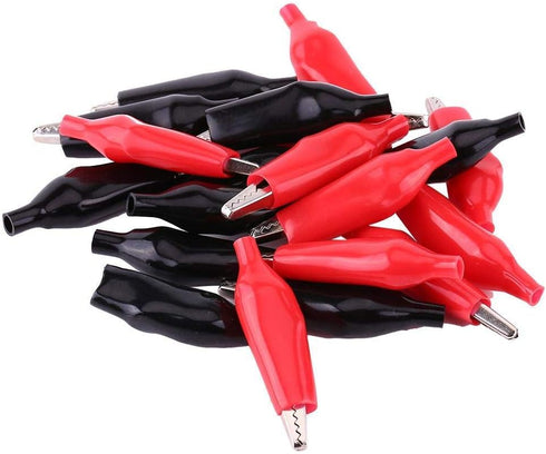 20pcs 28MM Metal Clip, Crocodile Electrical Clamp for Testing Probe Meter Black&Red PVC Sleeve Material (20 PCS)