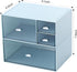 Desk Organizer with 4 Drawers, Makeup Storage Box, Plastic Sundries Organizer for Bathroom Counter or Dresser, Blue