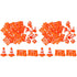 TOPPERFUN 48Pcs Mini Plastic Traffic Cones, Miniature Fence Barricade Signs, Construction Road Small