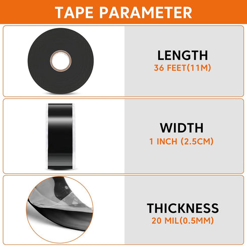 36FT Self-Fusing Silicone Tape, Waterproof Tape for Leaks, Heavy Duty Hose Leak and Cable Winding Insulation