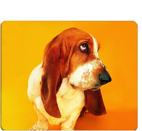 Basset Gaming Mousepad, Funky Face Funny Basset Hound Dog Mouse Mat, Non-Slip Rubber, 9.5 x 7.9 Inch