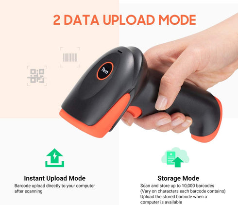 Tera Pro Wireless 2D QR Barcode Scanner, 3 in 1 Bluetooth & USB Wired Connection, Model HW0002-O