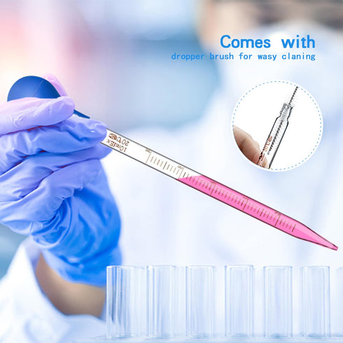 8PCS Thick Glass Graduated Dropper Pipettes - Fluid and Liquid Pipettors 0.5ml, 1ml, 2ml, 3ml, 5ml, 10ml, 10CM, 20CM