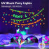 4 Pack 6.56ft 20LED Battery Operated LED UV Black Lights, UV Lamp Bead Flexible Blacklight Fixtures Purple Fairy String