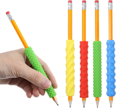 KFHENSOMR 4 Pack Sensory Pen Grips for Quiet Classroom Fidget Toys - Textured