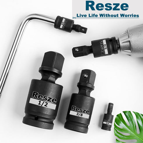 3 Pcs Universal Joint Swivel Socket Adapter Set, 1/4", 3/8" & 1/2" Drivers, Full Impact Grade Wobble Socket Wrench