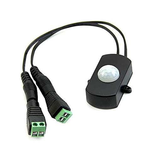 RGBZONE Mini PIR Infrared Motion Sensor Detector Switch, 5A for LED Strip Light, Female Male DC Power Connector