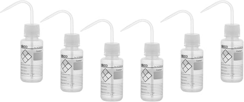 EISCO 2PK Chemical Wash Bottle, 250ml Wide Mouth, Self Venting, Low Density Polyethylene