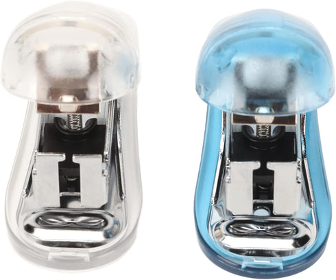 Small Handheld Stapler, Easy to Use, Practical, Durable, 2pcs for Office (White Blue)