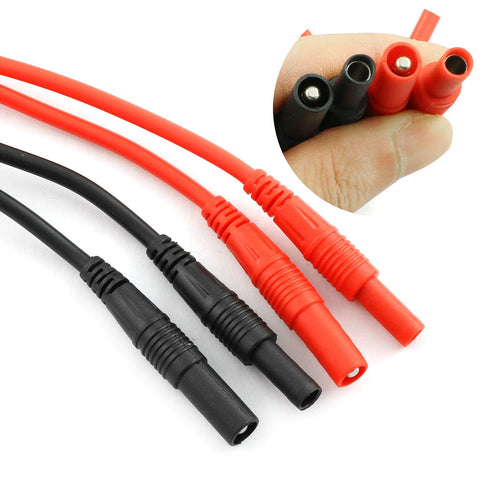 ZYAMY 2pcs Heavy Duty Silicone Wires Multimeter Leads Probes Adapter, 4mm Banana Plug to Jack (1 Red + 1 Black)