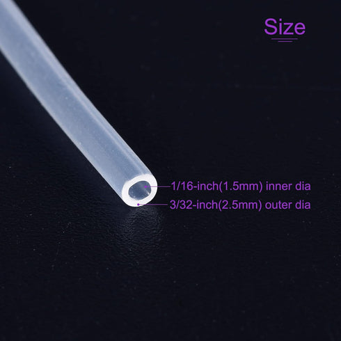 DMiotech 1/16" ID 3/32" OD Clear Silicone Tube, 3.3 Feet Industrial Tubing for Water Air Pump
